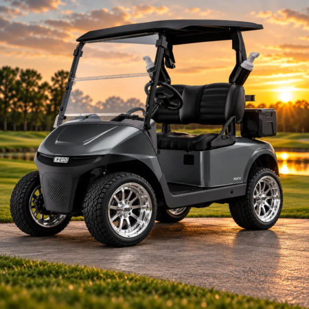 Chrome-Wheeled EZGO at Sunset